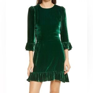 Reformation green velvet mini mountain dress S